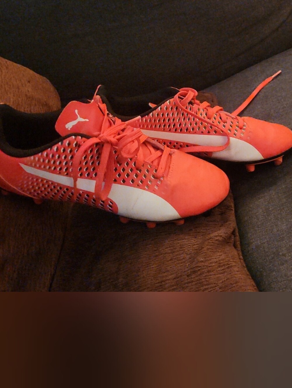 Size 2 Youth Puma Women's Bright Pink and White Soccer Cleats